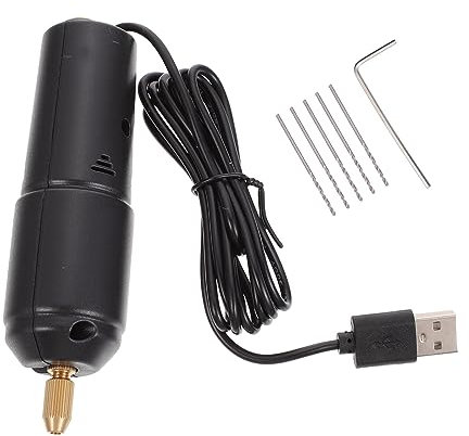 NUOBESTY 1 Set Flash Drill Hole Punker portatile minuscolo elettrico mini piccolo trapano trapani a mano senza fili plastica Black