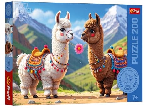 Trefl - Puzzle 200 Teile, Bunte Lamas, Die Familie Treflik, 7+