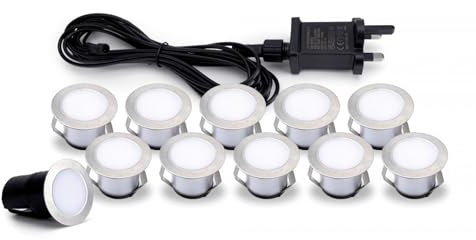 Integral ILGDC076 Outdoor Decking Light Kit, 2700K, 10 Lights, Dusk-Dawn Sensor, 4000K, UK Plug