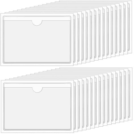 Eighosee Clear Adhesive Pockets 4X6In Index Card Pockets Sleeves Self Adhesive with Top Loading Label Pockets (30 PCS) Easy to Use