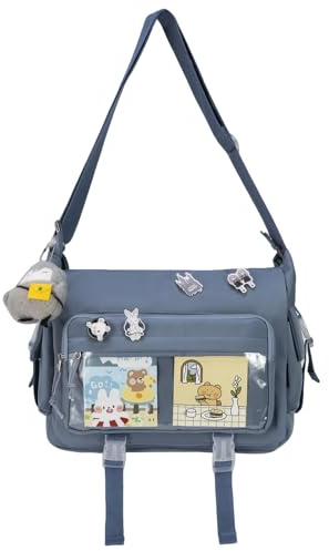 Jnidesier Modische Umhängetasche mit niedlichen Accessoires Casual Nylon Messenger Bag Leichte Handtasche und Reisetasche