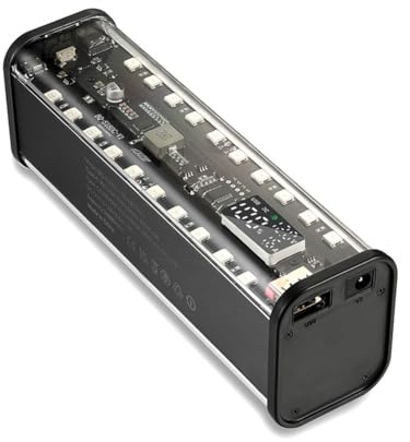 Uxsjakjsd 8 Slots DIY Batteriekasten 18650 Power Bank Gehäuse 22,5W Schnellladung Digitale Anzeige USB Typ C DC5.5x2.1 Ausgang Schwarz