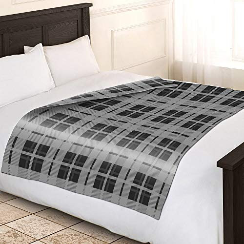Adore Home Weicher und Warmer bedruckter Fleecedecke für Sofa Bett Reisedecke für Autofahrten -200x240cm, Grau Check