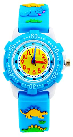 Mixe Silicone Timer Arabic Numbers Analog Sports Wrist Watch (Dinosaur)