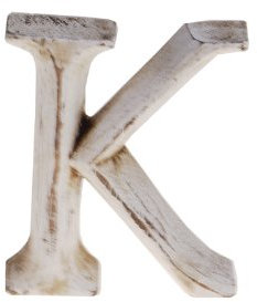 kadoh Holzbuchstabe K (8 cm) zum Aufstellen Handgemachte Buchstaben aus Holz im Vintage-Look als Deko (Creme-Weiß Vintage)