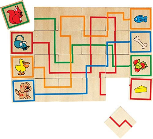 Labyrinth - Wer bekommt was? Mit diesem Spiel Werden die Beobachtungsgabe und die Konzentration gefördert! 24 Holzplättchen 5 x 5 cm, im Farbkarton