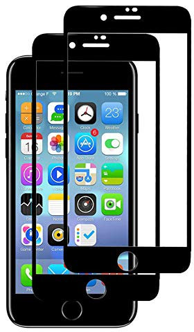 UEEBAI Screen Protector for iPhone 7 Plus 8 Plus, 2 Pack Full Coverage Premium 9H Hardness Tempered Glass Screen Protector [Case-Friendly] Bubble-free Shatterproof Anti-Scratch Protective Film -Black