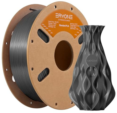 ERYONE PLA Filament 1.75 mm, 3D Drucker Filament PLA, Maßgenauigkeit +/- 0,03 mm 1 kg/Spule, Grau