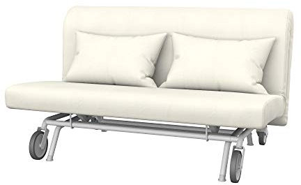 Soferia Kompatible Ersatzbezug fur PS 2er-Bettsofa, Stoff Majestic Velvet Creme (FLECKENABWEISEND und WASSERABWEISEND), Ecru