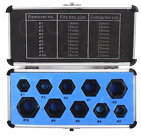 Ruilasago Lot de 10 extracteurs de vis de 9 à 19 mm pour écrous et boulons endommagés et cassés