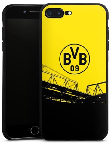 Silikon Hülle kompatibel mit Apple iPhone 7 Plus Case schwarz Handyhülle Borussia Dortmund BVB Fanartikel