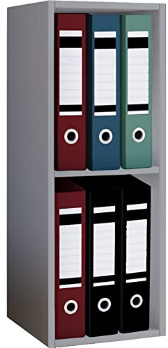VCM Büroregal Grau 34x30x72 cm 2 Fächer Standregal Bücherregal Aktenregal | Offener Stauraum für Ordner, Akten und Bücher - Arbeitszimmer oder Studierzimmer - Berufstätige und Studierende -