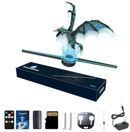 Missyou Ventilador Holográfico 3D de 42CM MS42D1 con 232 Leds WiFi y App Control Proyector Publicitario 3D HD Compatible con Bluetooth y Control Remoto para Tiendas Eventos Exhibiciones y Promociones