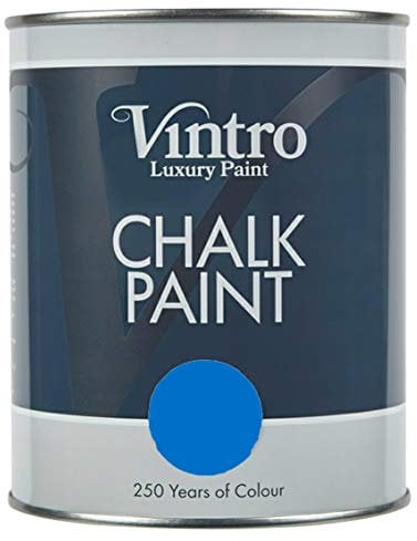 Vintro | Bright Blue Chalk Paint | Furniture Paint | Shabby Chic | Upcycle | Decorate | Ultra Matt Finish | 1 Litre (Cobalt)