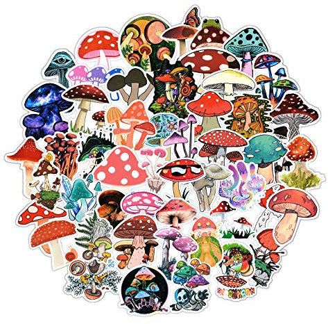 EBANKU 102 Stück Mushroom Aufkleber,Graffiti Vinyl Laptop Wasserflasche Aufkleber für Skateboard Gepäck Motorrad Fahrrad Snowboard Wasserdicht Aufkleber