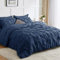 Luxury Alford Alexander Pin Tuck Pinch Pleat Duvet Quilt Cover Reversible Diamond Bedding Set With Matching Pillowcases Navy Double 200cm x 200cm Approximate