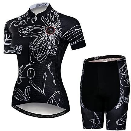 Hotlion Sommer Atmungsaktiv Radtrikot Damen Mountainbike Jersey Schnelltrocknend Fahrradshirt Kurzarm Radbekleidung Gr. M, Cd5755-1