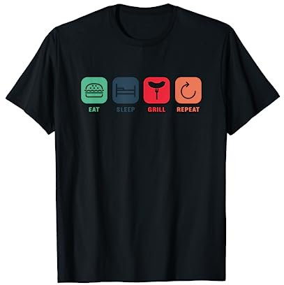 Eat Sleep Grill Repeat | BBQ Zubehör Barbecue Grillmeister T-Shirt