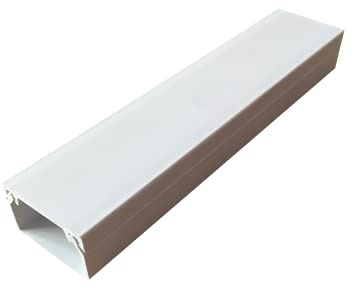 Self Adhesive Electrical Cable Mini Trunking PVC TV Tube Wire Conduit Tidy Plastic Cover Organiser Management Duct Ducting White Brown Black Silver Red Multi Size (25mm x 16mm x 1m, White)