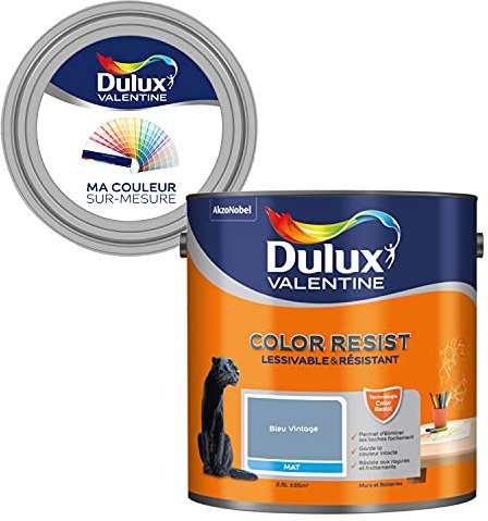 Ma Couleur Sur-Mesure par Dulux Valentine Pintura interior de pared, techos, madera, paleta natural, pieza para Vivre Mate, azul vintage, 2,5 l