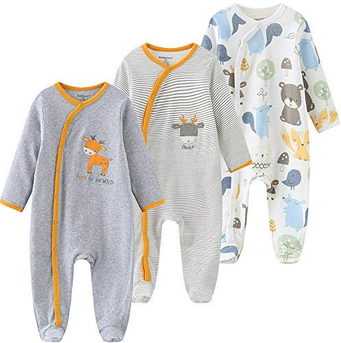 Kiddiezoom Baby-Jungen Mädchen Schlafstrampler, 3er Pack