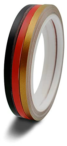 3er Set Zierstreifen in Landesfarben je Breite 5mm Breite 10m Länge Dekorstreifen Klebestreifen für Auto Motorrad Boot Modellbau Zubehör (02 Deutschland Gold)