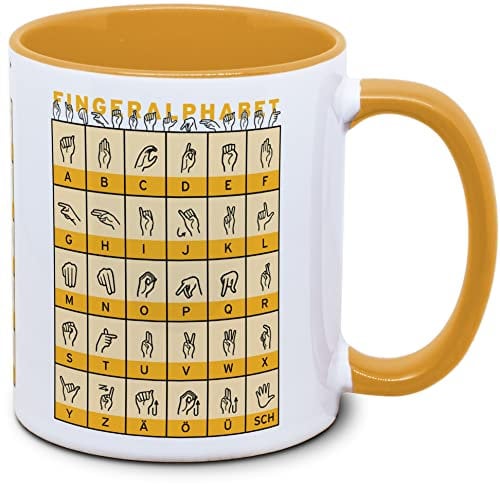 Tassenkasper - Fingeralphabet Tasse - schlaue Tasse - Kommunikation mit Gehörlosen und Schwerhörigen