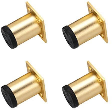 Pied Cuisine reglable, Pied de Meuble doré 6-40 cm Pieds Meuble Cuisine Pieds Or D'armoire Pieds de Canapé Design, Aluminium | Finition en Anodisé Socles Pieds pour Meuble, Ø38mm, Lot de 4 (6cm)