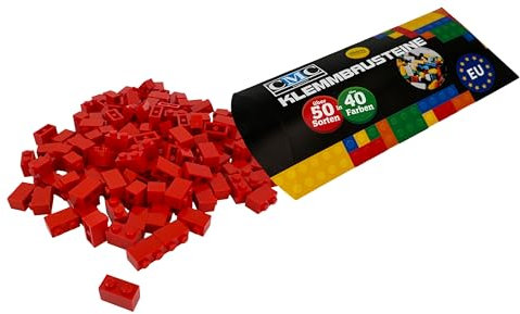 CMC imports 50 Klemmbausteine Bausteine 1x2 Noppen Kompatibel freie Auswahl 34 Farben (620 - Rot)
