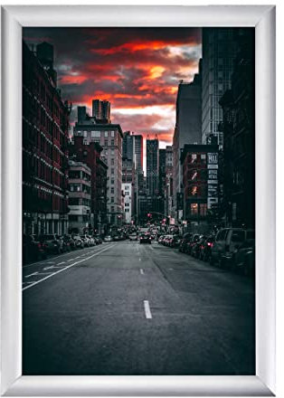 Albyco - A4 Klapprahmen, Klickrahmen, Wechselrahmen, Easy-Click-System - Fotorahmen, Frame, A4 Format - 21x29,7 cm - Profilbreite 19 mm - Aluminium - Entspiegelter Schutzscheibe, Befestigungsmaterial
