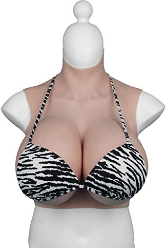 XSWL Silicone Breastplate H/K Cup Realistic Breast Forms Big Fake Boobs Enhancer for Crossdresser Transgender Drag Queen,Tan,K cup Cotton