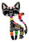 Broche bijou petit chat acier noir et multicolore.