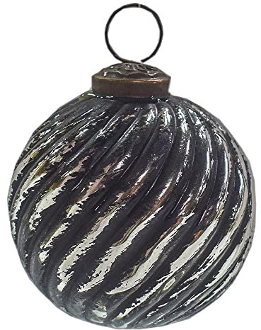 Clayre & Eef Weihnachtskugel Ø 7 cm Schwarz Silberfarbig Glas Weihnachtsdekoration