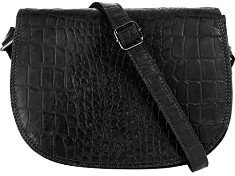 Cluty Umhängetasche echt Leder Damen | Kroko-Design, Crossbody Bag, Messenger Bag, Handtasche aus Rindleder | 021583