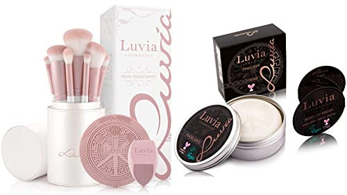Make-up Pinselset Luvia, Prime Vegan Pro - Candy & Luvia Pinselseife Kosmetik - Essential Brush Soap Citro – Zur Kosmetik-Pinsel-Reinigung – Ideale Beauty-Blender Seife – 100g XXL