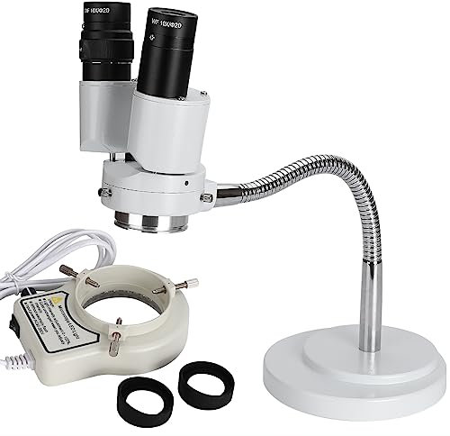 faruijie Dental Microscope with LED Light - Stereomicroscopes 360 Revolve 8X Magnification Binocular Stereo Microscope Dental Binocular Microscope for Electronics Repair with 8W Fluorescent Ring Light