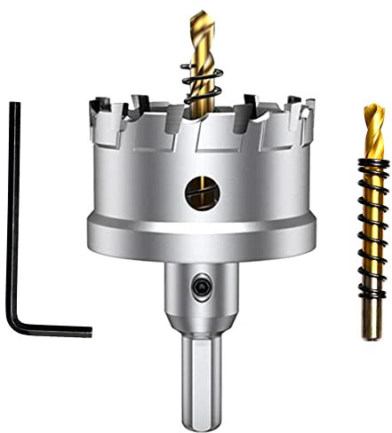 ASNOMY 52mm Scie à Cloche en carbure de tungstène, TCT Foret de scie trépan avec 2 forets pilote plaqués titane pour acier inoxydable, feuille, métal