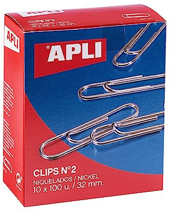 APLI 19659 - pack de clips galvanizados nº2 32 mm - 1000 unidades.