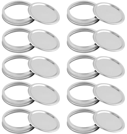 10 Stück Mason Jar Deckel, Einmachgläser Dichtungskappen Lebensmittelkappen Auslaufsichere Ersatzdeckel Wiederverwendbarer, Ersatz-Schraubdeckel Aus Metall Für Mason Gläser,Marmeladengläser(86mm)