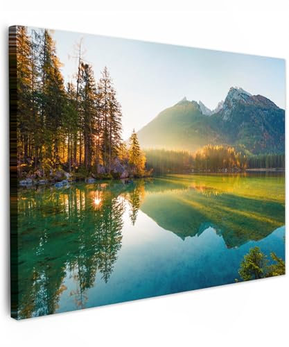 MuchoWow© Impression sur Toile Photo Peinture 40x30 cm Tableau Decoration Murale Chambre Salon Maison Deco Cuisine Lac - Forêt - Montagnes - Nature - Soleil - Paysage