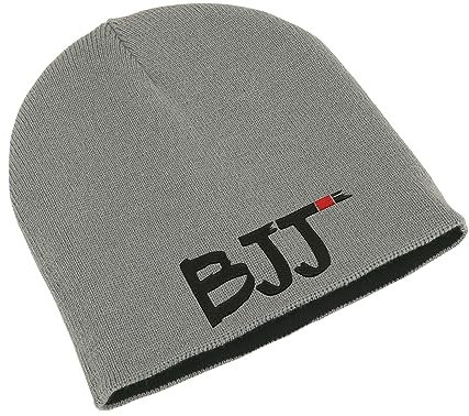 BJJ Brazilian Martial Uni bestickte doppellagige Beanie-Mütze, Wintermütze, Kunst, grau, Einheitsgröße