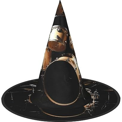 FJAUOQ Cooles Schlagzeug Set Druck Hexenhut Halloween Hexenhut mit Lichtern Hexen Geschenke