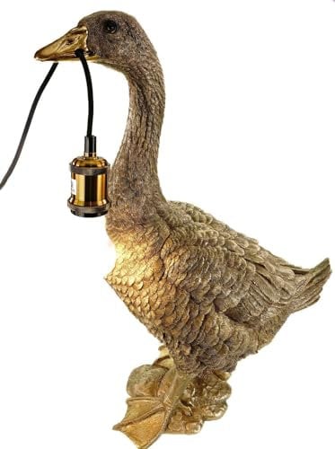 formano Gans Lampe 60cm Gold - Designer Tisch & Stehlampe E27 - Moderne Kunstharz Leuchte Wohnzimmer Schlafzimmer Deko - Elegante Beleuchtung Tier Vogel Motiv