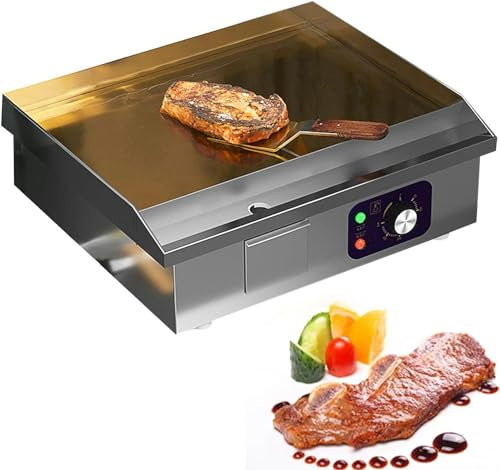 Piastra Elettrica Professionale per Barbecue, Piastra di Cottura in Acciaio Inox in Ghisa, 50-300°C, Grill Elettrico Multifunzione con Contenitore di Raccolta Grasso per Ristorante, Cucina,820-1pc