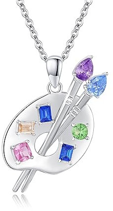Artist Palette Art Necklace Sterling Silver Paint Palette Pendant Thanksgiving Mother's Day Jewellery Gifts for Girls