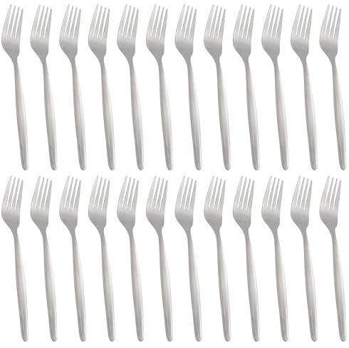 Argon Tableware Economy Stainless Steel Dinner Forks - 19.5cm - Pack of 24 - Silver Dining Forks High Polished Metal Dishwasher Safe 24-Piece Table Cutlery Set
