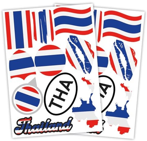 Finest Folia 2er Set DIN A4 Länderaufkleber Fahne Aufkleber Länderfahne Flagge für Auto Motorrad Sticker Länderflagge selbstklebend wetterfest R217 (57 Thailand)