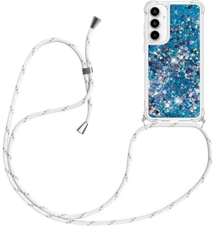 YAMCCCSE Coque pour Samsung Galaxy A05s eavec Cordon de Collier,Liquide Paillette Transparente Silicone Glitter Cover,TPU Bumper Etui Housse avec Cordon Réglable Téléphone Lanyard