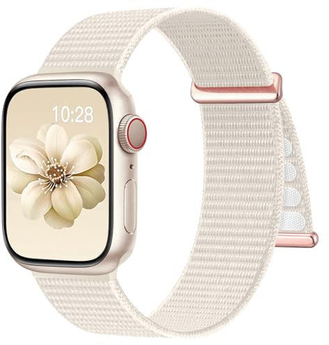 Upeak Gewebtes Sport Loop Armband Kompatibel mit Apple Watch Armband 40mm 41mm 38mm 42mm(Series 10), Nylon Verstellbare Sportarmband Band für iWatch SE Series 10/9/8/7/6/5/4/3/2/1/Ultra, Polarstern