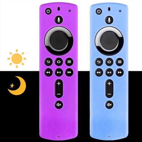2 Pack Remote Case/Cover, Protective Silicone Holder Lightweight [Anti Slip] ShockProof for 3rd Gen Glow in The Dark(Glow SkyBlue & Purple)